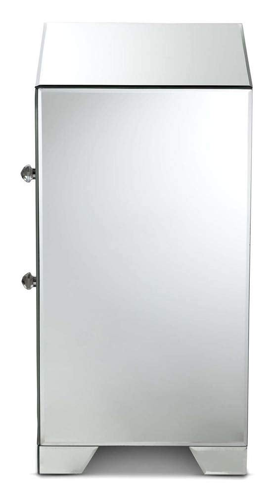 Baxton Studio Mina 3 Drawer Mirrored Nightstand